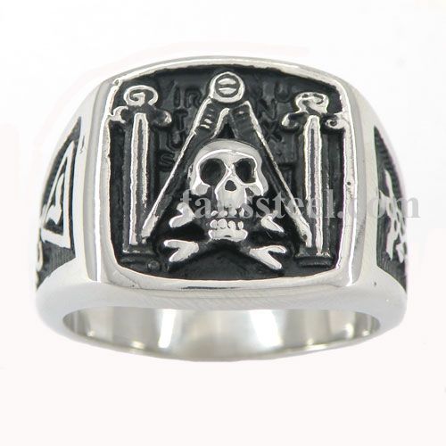 FSR10W44 Skull & Pillars Freimaurer masonic ring 